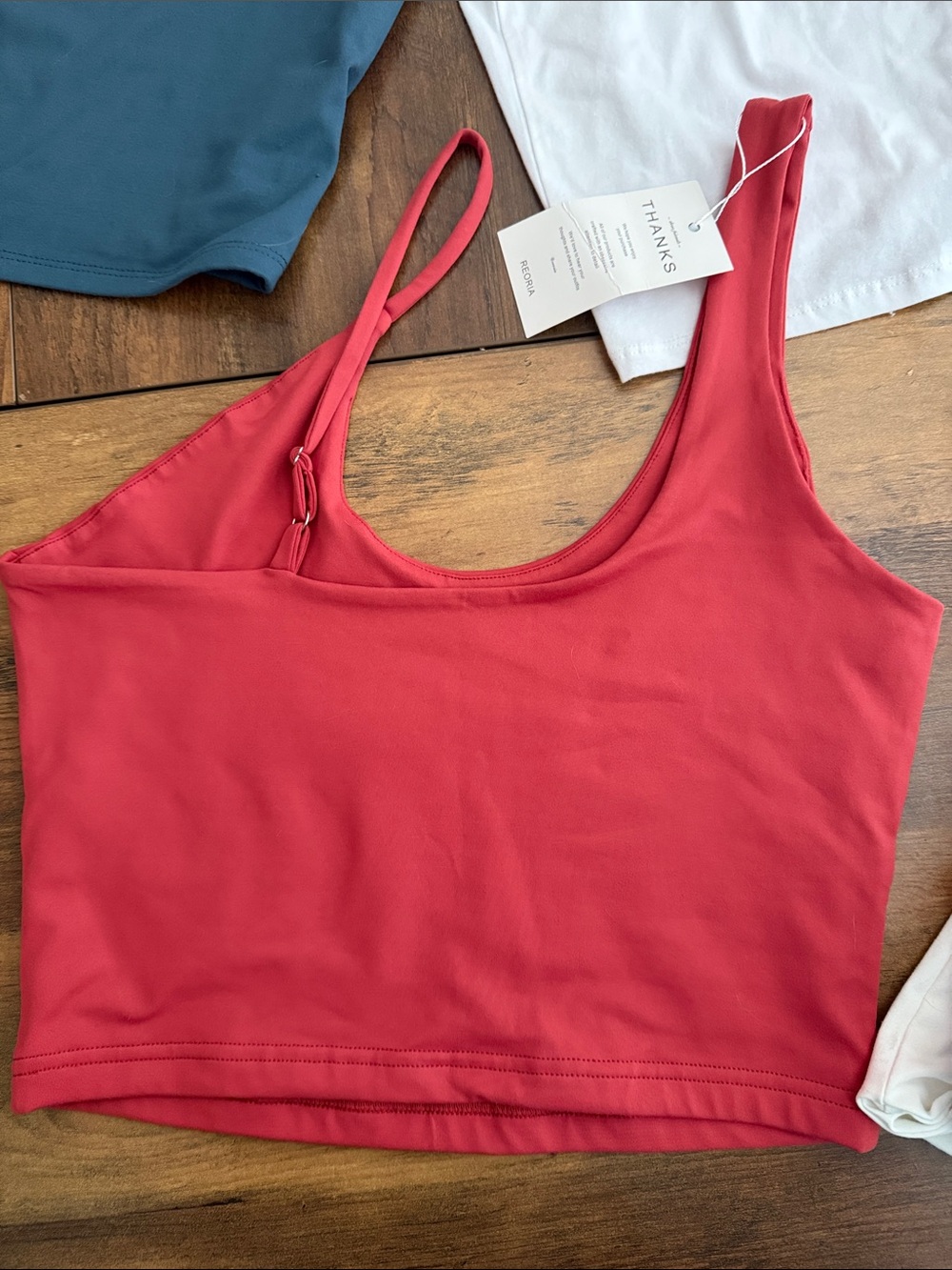6 cropped Assorted Women’s Tank Tops — White, Red, Teal - Picture 9 of 13